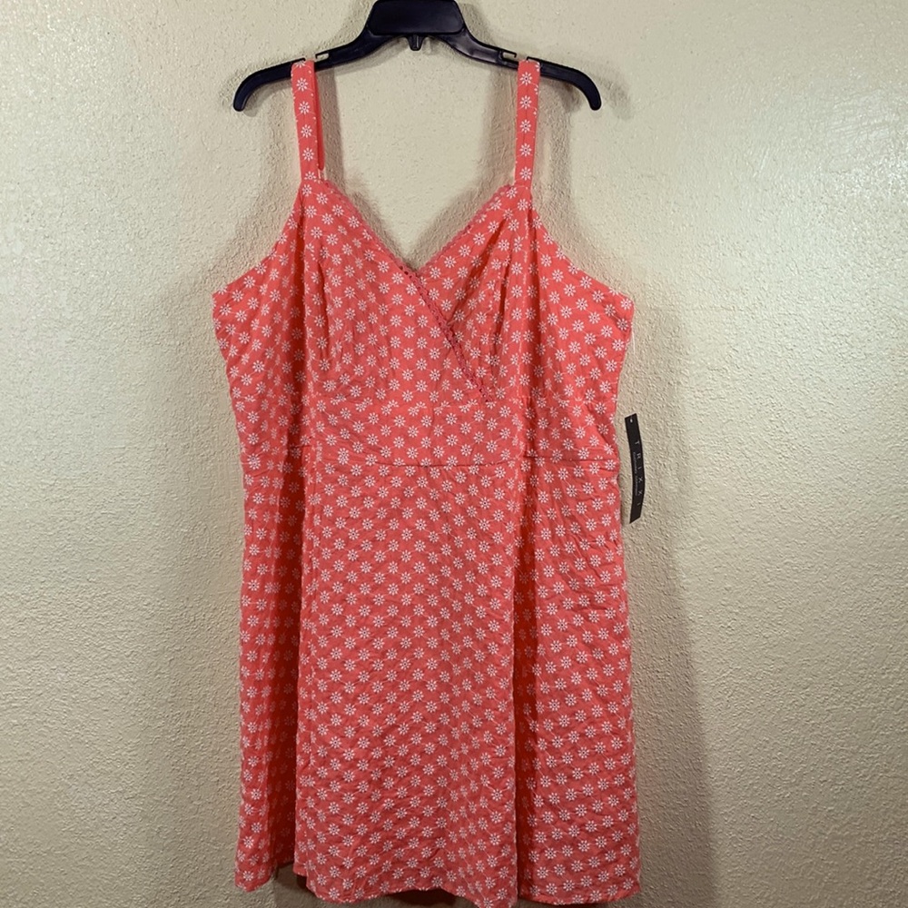 Trixxi Dress Orange White Embroidered Flowers NWT 3X